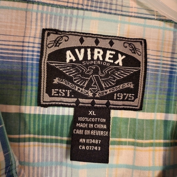 Avirex Men's Plaid Button Down Short Sleeve Shirt Size XL - Picture 5 of 9